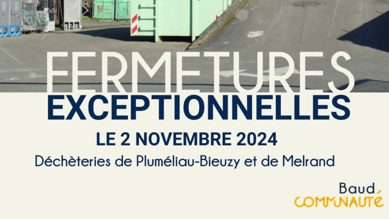 Fermetures exceptionnelles des déchèteries – Novembre 2024